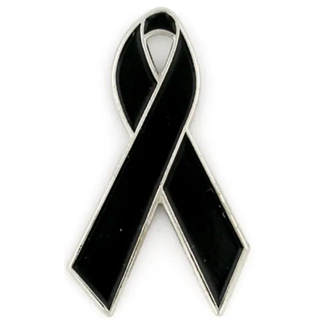 PinMart's Black Awareness Ribbon  Enamel Lapel Pin