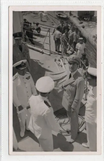 Plain back picture postcard of Shah of Persia onboard HMS Falmouth 1941 (C82409)