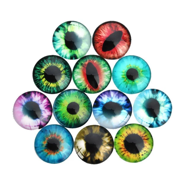4X 20 Stück 10mm Augenmuster Kuppel Glas Cabochons Flatback Verzierungen 2