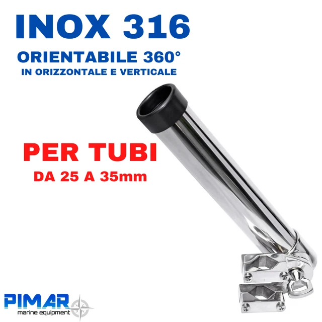 Portacanna In Acciaio Inox 316 A Battagliola Pulpito Regolabile Per Barca Pesca