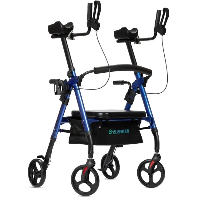 ELENKER Bariatric Upright Rollator w/ Extra-Wide Seat for Heavy Duty Aid 500lb