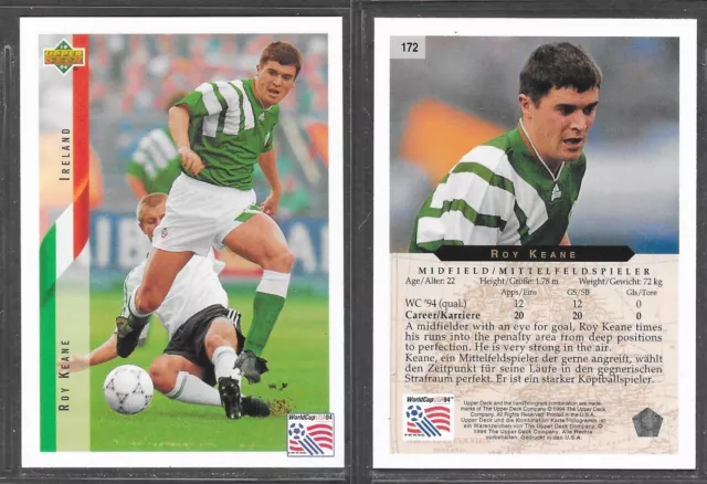 Mazzo Superiore 1994 Carta Coppa Del Mondo Usa #172 Roy Keane Irlanda