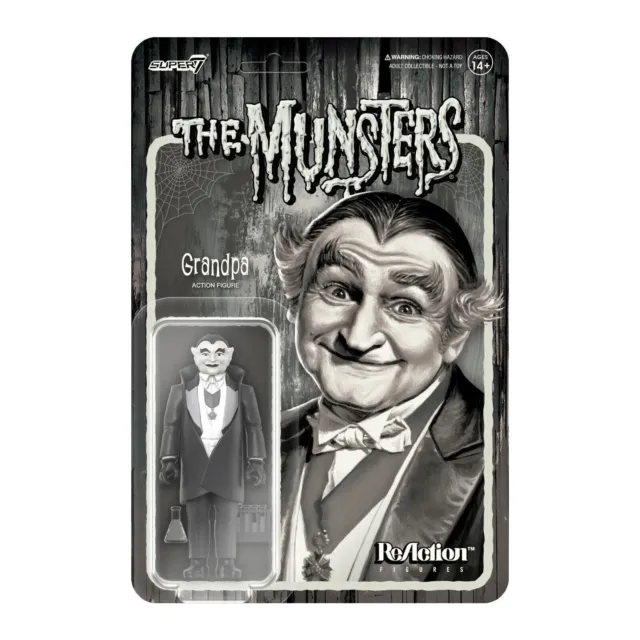 Grandpa The Munsters Grayscale Super7 Reaction Action Figure