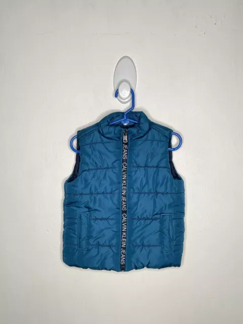 Calvin Klein Puffer Vest Boys Size 2T Blue Full Zip Pockets Layering