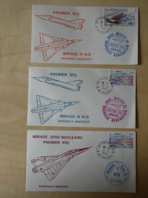 LOT 3 ENVELOPPES 1er JOUR 21/12/1982, 03/02/1983 MIRAGE III N.G & 2000 NUCLEAIRE