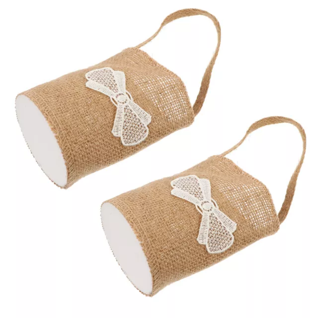 2 Pcs Panier À Linge Bonbon De Rangement Mariage Macramé Articles Banquet Fille