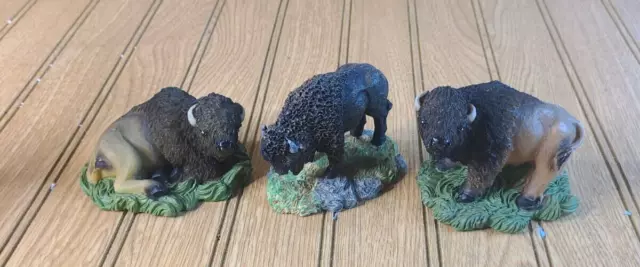 Vintage Ceramic Bison Buffalo Figurines 3 to 3.5 inches each