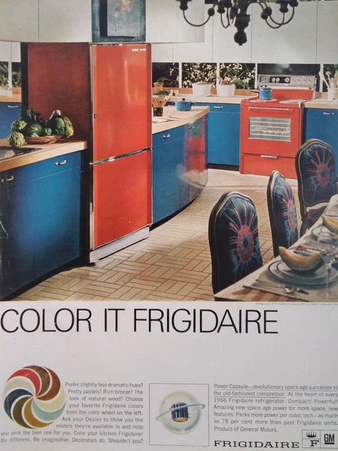 Frigidaire Print Ad Original Rare Vtg 1960s Red Color It Kitchen Pall Mall Cig