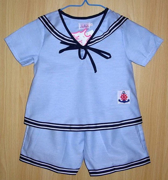 BABY BOYS SAILOR OUTFIT Light Blue Wedding Christening Casual Wear Cotton Pyjama