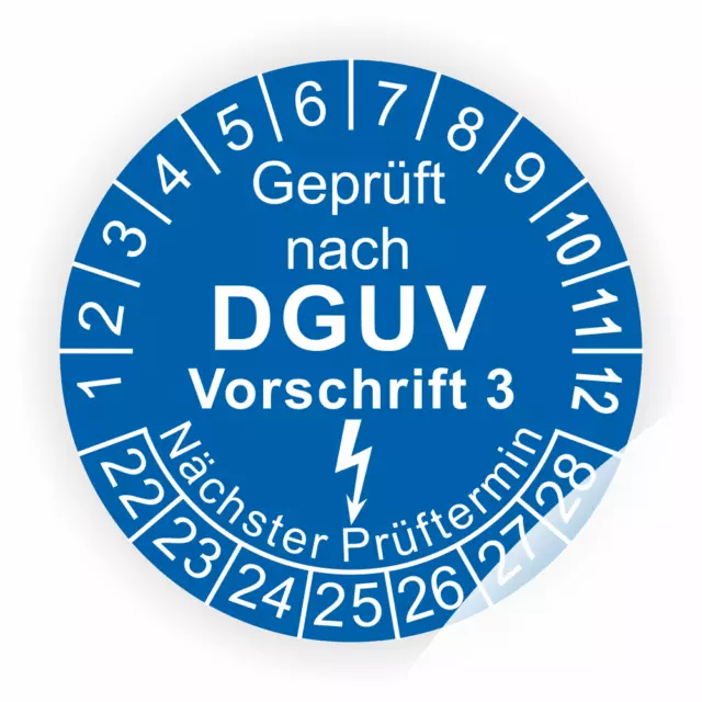 Prüfplaketten DGUV V3 Ø:30mm 256 Stück (ehemals BGVA3) Wartungsplaketten Prüfung 2