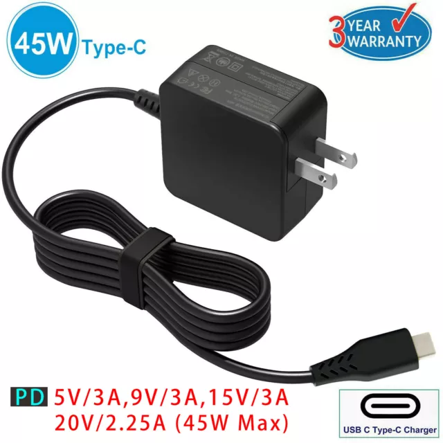 45W USB-C AC Adapter Charger Power Supply Cord For HP Chromebook 14-CA Series