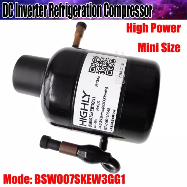 DC24V/36V/48V Mini Brushless Refrigeration Inverter Compressor R134a Ultra-quiet
