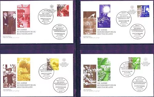 BRD 1999: BRD 50 Jahre! Blockmarken-FDC der Nr. 2051-2054 Bonner Stempel! 22-12