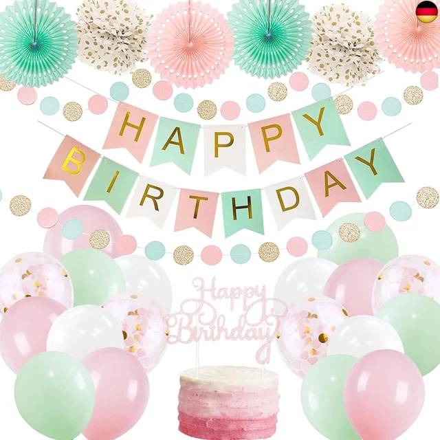 KQDRAVINE Geburtstagsdeko Mit Rosa Schleife - Happy Birthday Girlande 2m Für Mädchen & Frauen