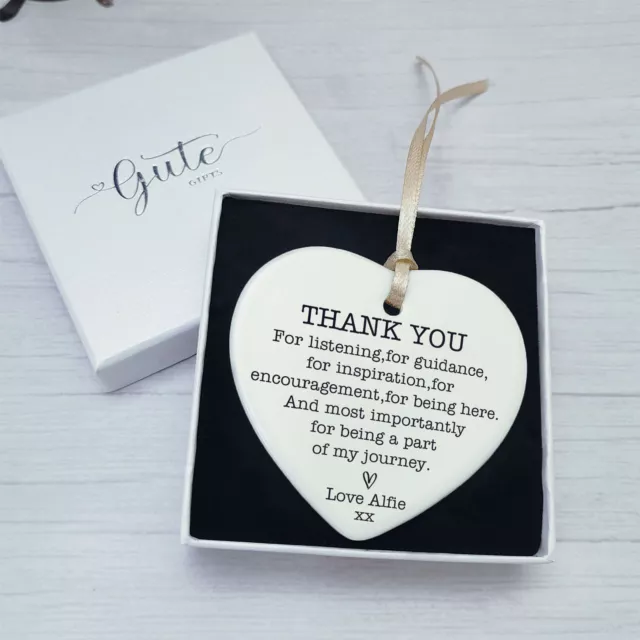 Personalised Thank You Gift for Her Him Ceramic Heart Plaque Birthday Keepsake