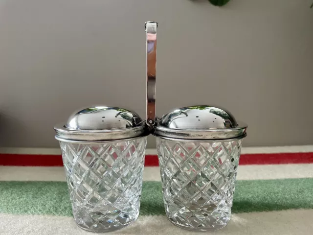 Hawkes Crystal & Sterling Silver Double Condiment Stand/ Jam Jar