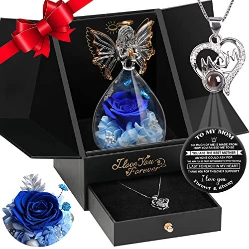 Mom Gifts for Mothers Day, Preserved Real Angels Roses Gifts with I Love You