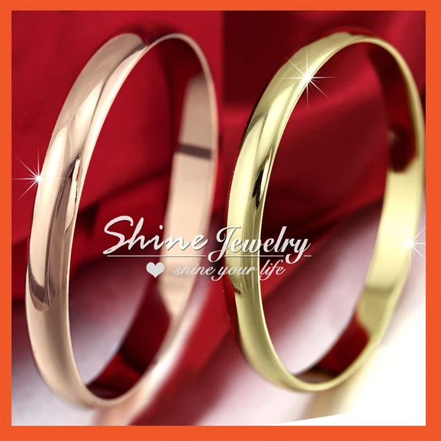 9K Plain Gold Filled Solid 8Mm 10Mm Eternity Round Band Golf Bangle Bracelet New