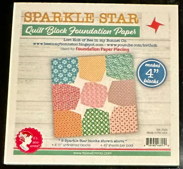 Nueva base de bloque de edredón Its Sew Emma papel estrella brillante