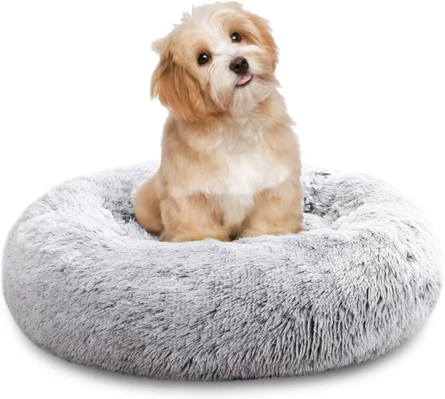 SALE Donut Plush Pet Dog Cat Bed Fluffy Warm Calming Bed Sleeping Kennel Nest