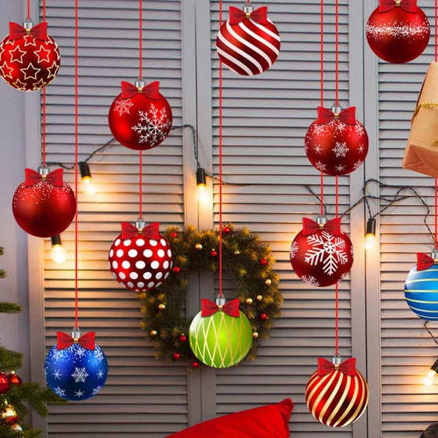 12 fogli di ornamenti per vetrina di Natale palla di Natale plastica albero di Natale