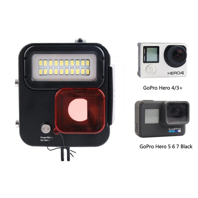 Estuche de buceo con luz LED submarina Canguro 45M para GoPro Hero 3+ 4 5 6 7 8 negro