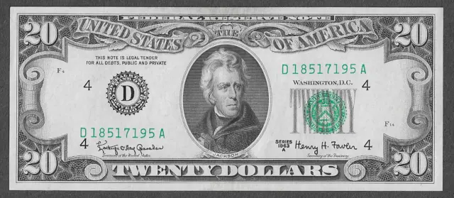 FR  2066-D Cleveland $20 Series of 1963A Green Seal Federal Reserve Note