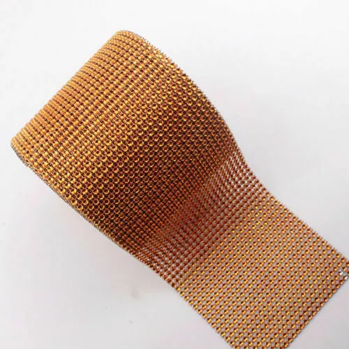 Diamante Sparkle Effect Mesh Ribbon Trimming - Orange - Cakes Bridal Crafts