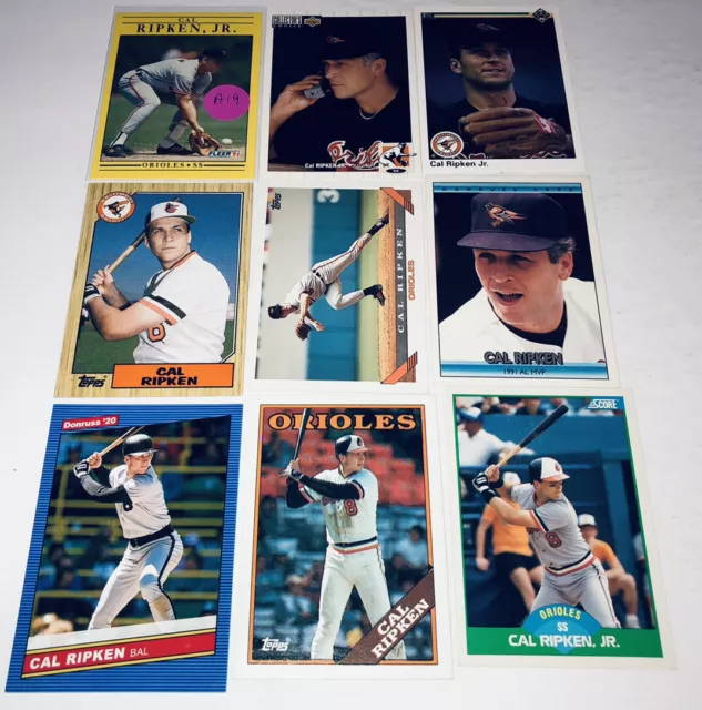 Cal Ripken Jr. Lot Of 9 Different Orioles Baseball Cards Member HOF A19