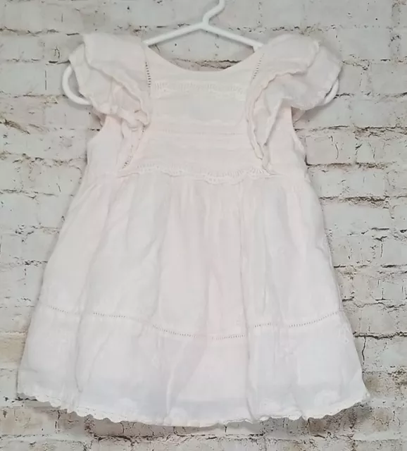 Zara Baby Girl Sz 9-12 Mos Dress Pink Eyelet Lace Embroidered Lined Cottage Core