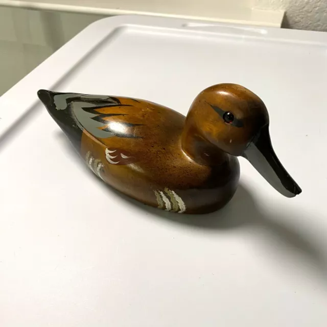 Beautiful Vintage Wooden Duck Decoy Hand Carved Unsigned 10"