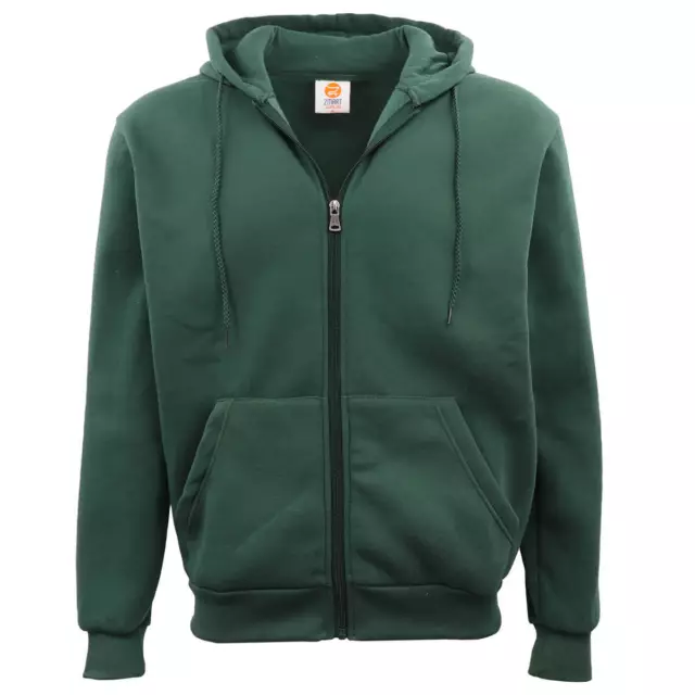 Adult Unisex Zip Plain Fleece Hoodie Hooded Jacket Mens Sweatshirt Jumper