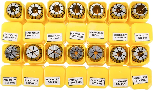 14Pcs ER20 CNC Super Precision Spring Collet Set, Including 1/16" 3/32" 1/8" 5/3