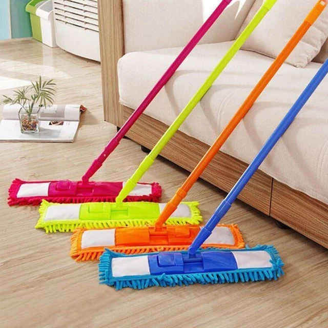 Trapeador de microfibra de plástico 360 plegable y ajustable con mango - color aleatorio