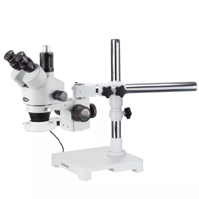 AmScope 3.5X-90X Boom Stand Trinocular Zoom Stereo Microscope + 54 LED Light