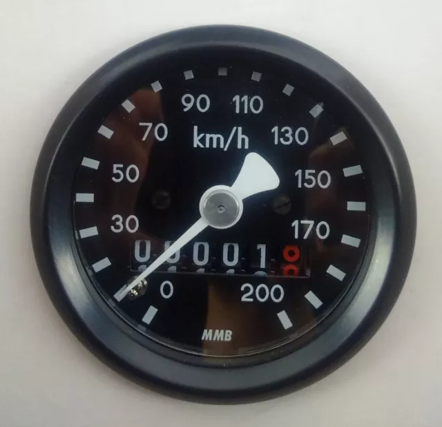 Mechanischer Mini-Tachometer speedometer tachymètre + Tageskilometer Ø48mm K1,4 3