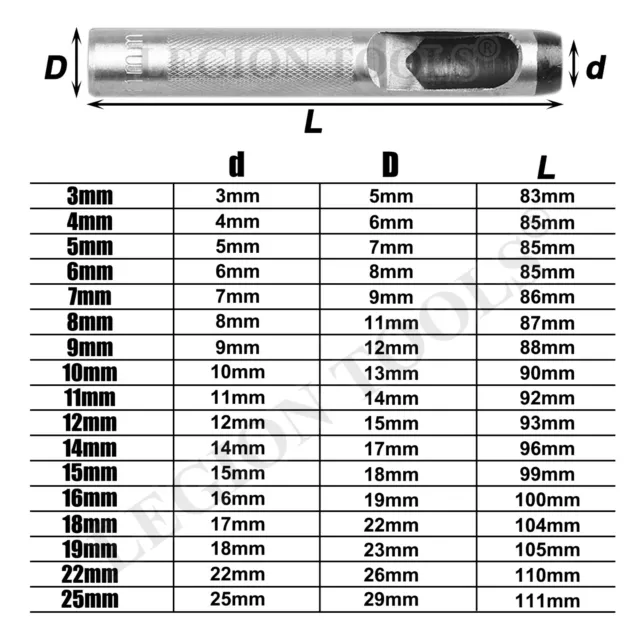 Leather Hole punch Hollow Punch Set Punching Tool Gasket Cutter Belt Craft Metal 2