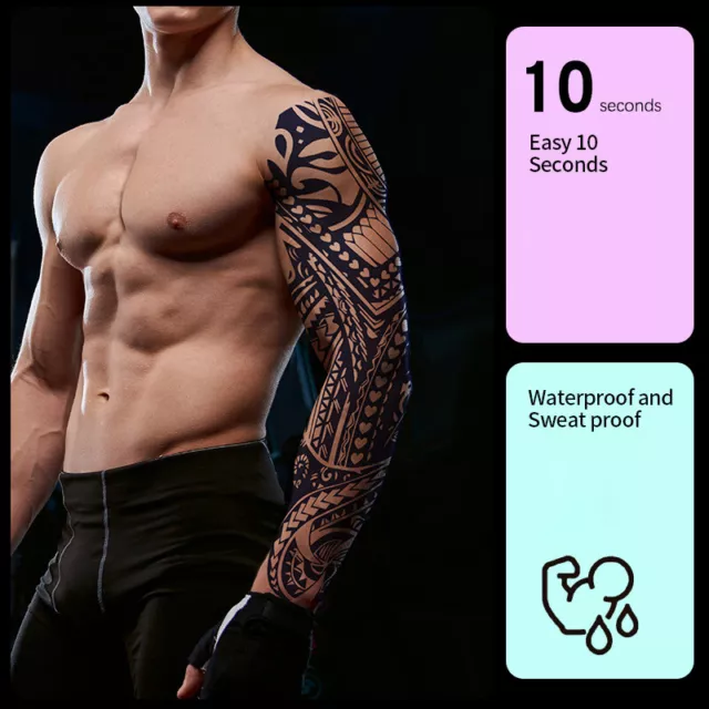 Temporary Full Arm Tattoo Sticker Waterproof Large Leg Fake Tattoos Body  Hu