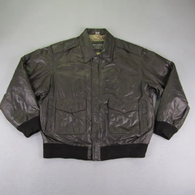 US ARMY AIR Force Jacket Mens XL Leather Type A-2 Leather Bomber Pilot ...