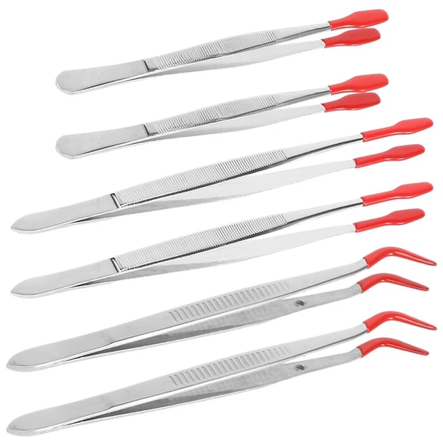 6 piezas pinzas de goma PVC puntas de acero inoxidable pinzas para joyería hobby indu X3F1