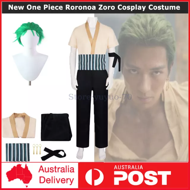 New One Piece Roronoa Zoro Cosplay Costume Halloween Completed Outfit+Earrings