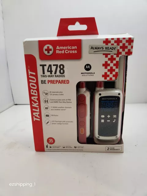 Motorola Solutions Talkabout T478 Red Cross 2-Way Radio, 35 Mile Range, White