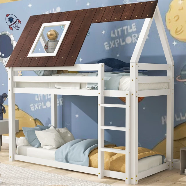 BUNK BED WOODEN Kids Children Treehouse Bed 3ft Single Solid Pine Wood ...