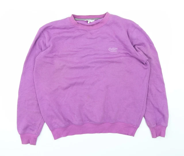 Cotton Traders Mens Purple Round Neck  Cotton Pullover Jumper Size S