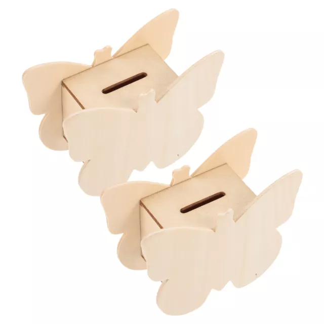 2pcs Wooden Butterfly Piggy Banks Unfinished Creative Coin Box Kits-