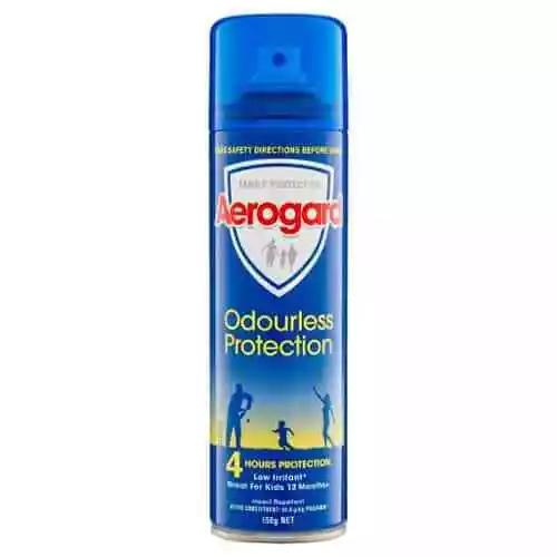 Aerogard Odourless Protection Aerosol 150g Low Irritant 4 Hours Protection