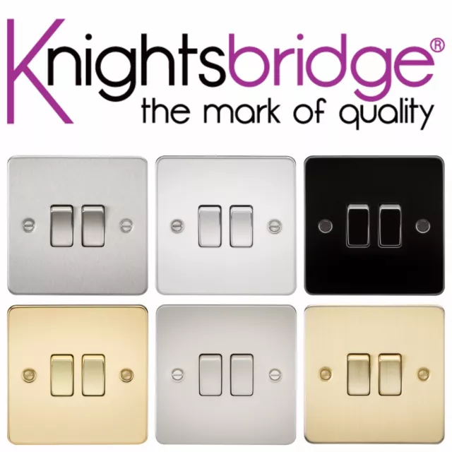Knightsbridge Flachplatte 10A 10 AMP 2G 2 Gang 2-Wege Doppellampe Lichtschalter