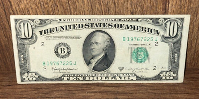 1950-D Ten Dollar Bill $10 Green Seal Federal Reserve Note - Old U.S. Currency