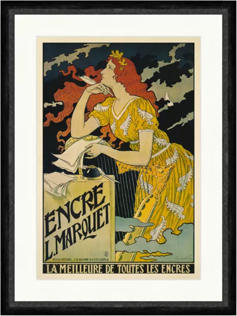 Encre L Marquet Eugene Grasset Tinte Harfe Jugendstil Kunstdruck Faks_Plakatwelt