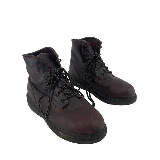 BOOT MEN'S 8.5 Brown Leather Combat Boots Preowned £41.42